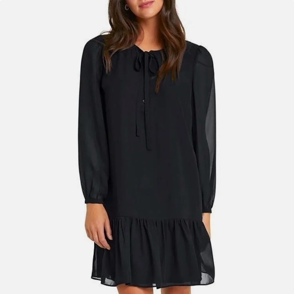 Draper James flounce Black shift dress - Picture 1 of 5